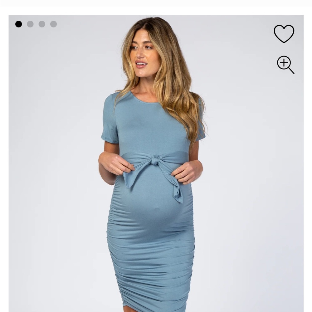 Light Blue Maternity Tie Dress